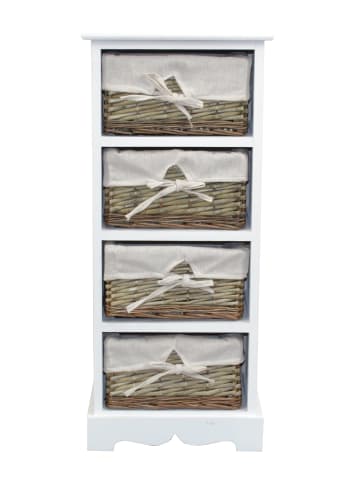 möbel-direkt Regal mit 4 Weidenkörben Sansibar in weiß