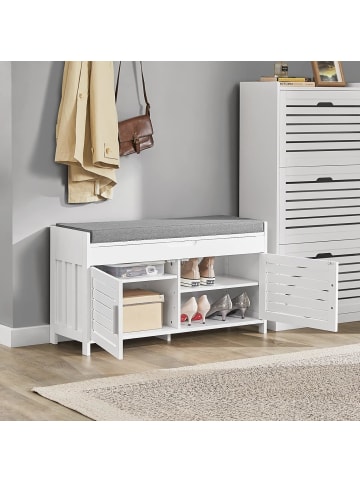 SoBuy Sitzbank in Weiß - (B)90 x (H)50 x (T)33cm