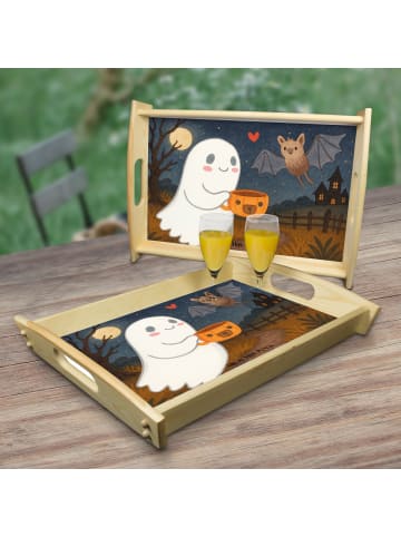 Mr. & Mrs. Panda Holz Tablett Gespenst Kaffee Design ohne Spruch in Weiß