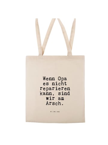 Mr. & Mrs. Panda Henkeltasche Wenn Opa es nicht... mit Spruch in Creme