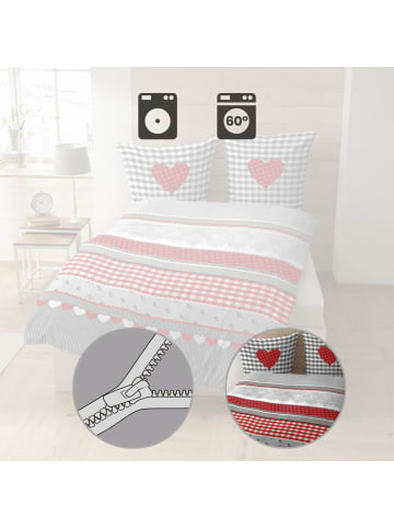 Casatex Biber Bettwäsche in silber-rot