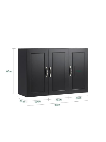 SoBuy Wandschrank in Matt-Schwarz - (W) 13 x (H) 60 x (L) 90 cm