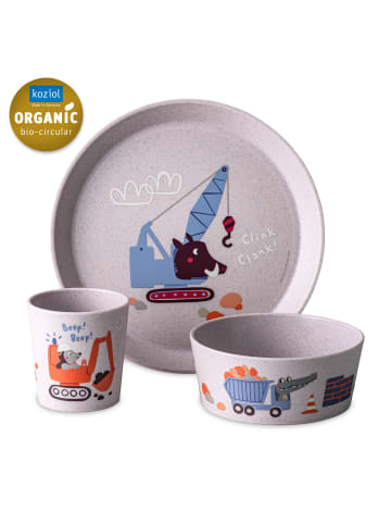 koziol CONNECT TRUCKS - Kleiner Teller + Schale + Becher in organic purple grey