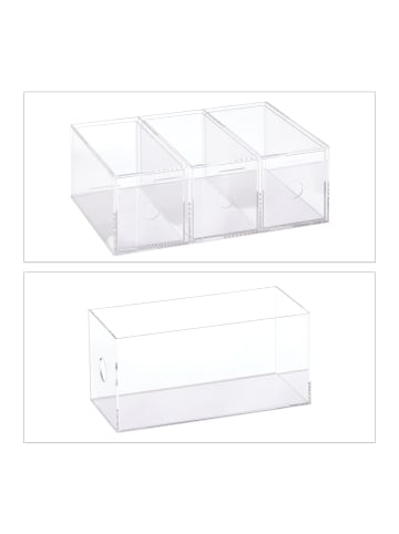 relaxdays Teebox in Transparent - (B)26 x (H)9 x (T)18 cm