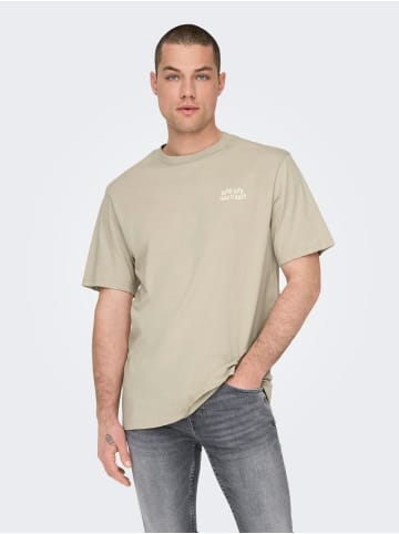 Only&Sons 2er-Set T-Shirt locker geschnitten Rundhals in Beige-Rot