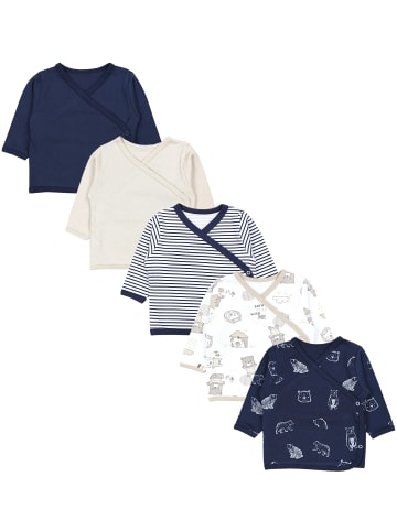 TupTam Baby Jungen Langarm Wickelshirt 5er Set in blau/beige
