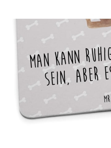 Mr. & Mrs. Panda Tischuntersetzer Hund Blume mit Spruch in Grau Pastell