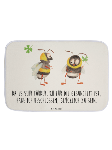 Mr. & Mrs. Panda Bad Fußmatte Hummeln Kleeblatt mit Spruch in Weiß