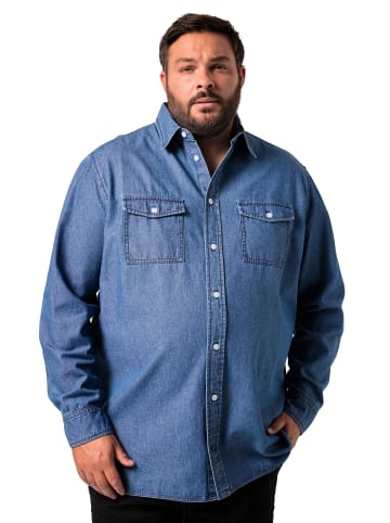 Men Plus Hemd in blue denim