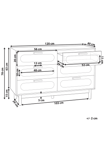 Beliani Kommode COSTELLO in Braun - (W) 120 x (H) 78 x (L) 40 cm