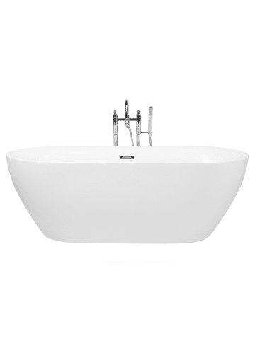 Beliani Freistehende Badewannen CARRERA in Weiß/Silber - (W) 80 x (H) 59 x (L) 170 cm