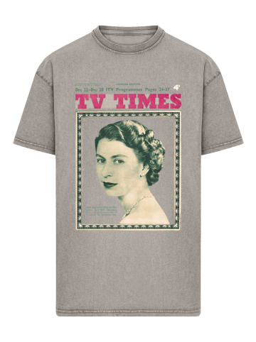 F4NT4STIC Oversize T-Shirt TV Times Queen Elizabeth II 1957 Cover in Asphalt