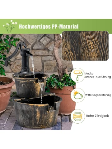 COSTWAY Gartenbrunnen mit Wasserpumpe in Bronze