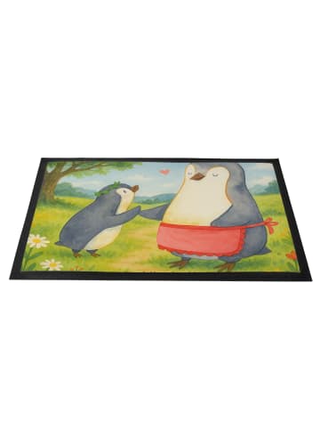 Mr. & Mrs. Panda Fußabstreifer Pinguin mit Kind Design ohne Spruch in Weiß
