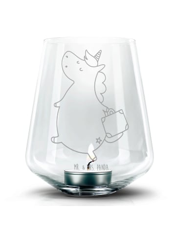 Mr. & Mrs. Panda Teelichtglas Einhorn Koffer ohne Spruch in Transparent