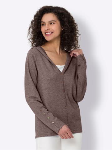 Heine Kapuzenstrickjacke in dunkeltaupe-meliert