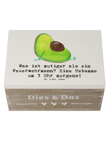 Mr. & Mrs. Panda Holzkiste Mutige Hebamme mit Spruch in Weiß