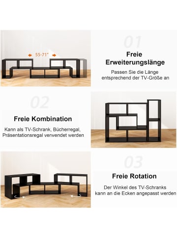 COSTWAY Fernsehschrank Frei Kombinierbar in Schwarz