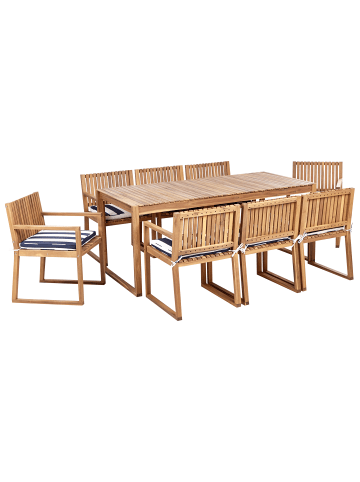 Beliani 9-tlg Gartentisch Set SASSARI II in Braun/Blau/Weiß