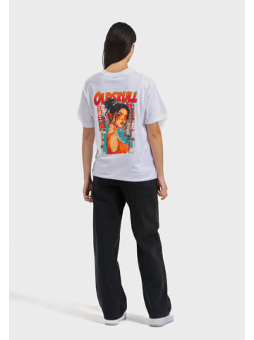 OLDSKULL T-Shirt Retro Pixel Lady Logo in White