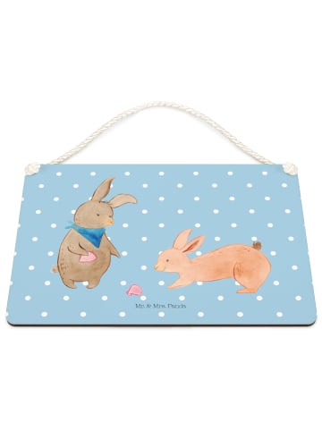 Mr. & Mrs. Panda Schild Hasen Muschel ohne Spruch in Blau Pastell