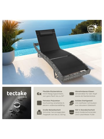 tectake Rattan Sonnenliege, abnehmbares Kopfkissen, 69 x 211 x 41 - 94 cm
