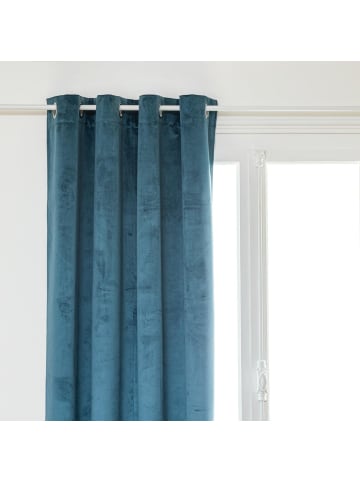 Atmosphera Créateur d'intérieur Verdunkelungsvorhang THEA, Velours, 100% Verdunkelung in Blau, 140 x 260 cm