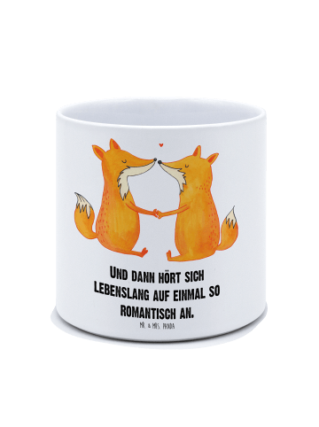 Mr. & Mrs. Panda Blumentopf Füchse Liebe mit Spruch in Weiß