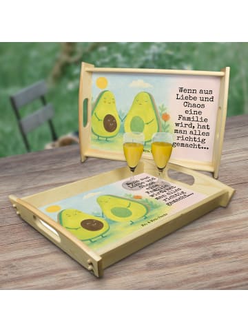 Mr. & Mrs. Panda Serviertablett Avocado Pärchen Design mit Spruch in Weiß