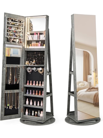 COSTWAY Schmuckschrank 3 in 1 drehbar in Anthrazit