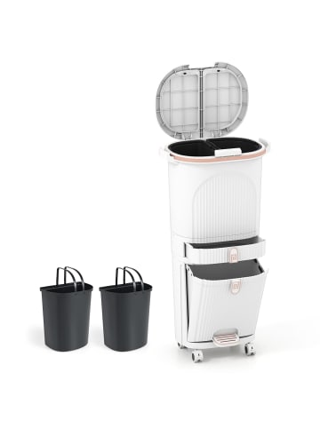 COSTWAY Mülleimer Küche 3 Fächer 2 x 12L & 14L in Weiß