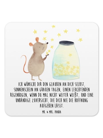 Mr. & Mrs. Panda Untersetzer für Gläser Maus Sterne mit Spruch in Weiß