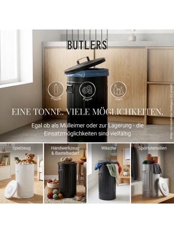 Butlers Butlers Mülltonne Oskar ZINC in Weiß