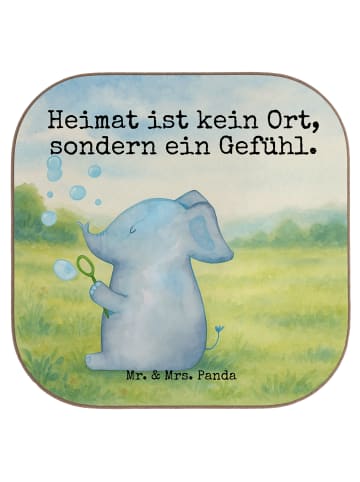 Mr. & Mrs. Panda Holzuntersetzer Elefant Seifenblasen Design mit... in Weiß