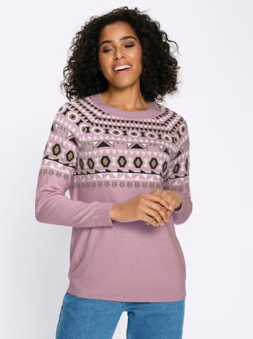 Sieh an! Norwegerpullover in mauve-ecru-gemustert