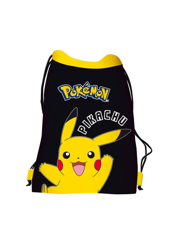 Pokémon Pikachu Turnbeutel Kinder mit Tunnelzug und Namensfeld in Schwarz