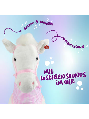 Pink Papaya Stehpferd für Kinder zum Reiten " Luna 105 cm " in weiß/weiß