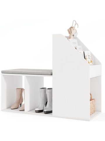 COSTWAY Schuhregal mit Sitzfläche & seitlichem Stauraum in Weiß