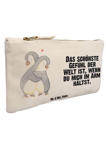 Mr. & Mrs. Panda Kosmetiktäschchen Pinguine Kuscheln mit Spruch in Weiß