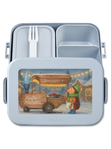 Mr. & Mrs. Panda Bentobox Igel Maronen Design ohne Spruch in Blau Pastell