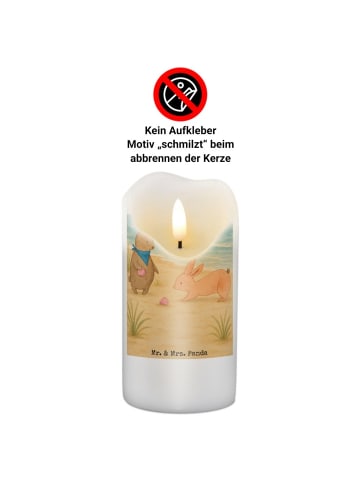 Mr. & Mrs. Panda Stumpenkerze Hasen Muschel Design ohne Spruch in Weiß