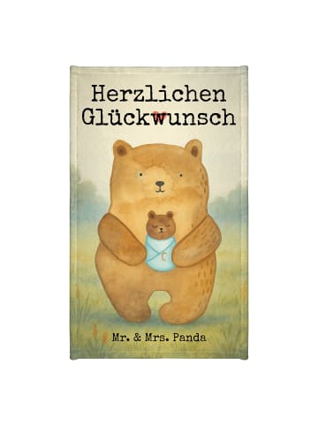 Mr. & Mrs. Panda Gästehandtuch Bär Baby Design mit Spruch in Weiß