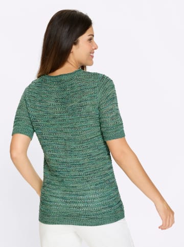 Sieh an! Kurzarmpullover in apfel-marine-meliert