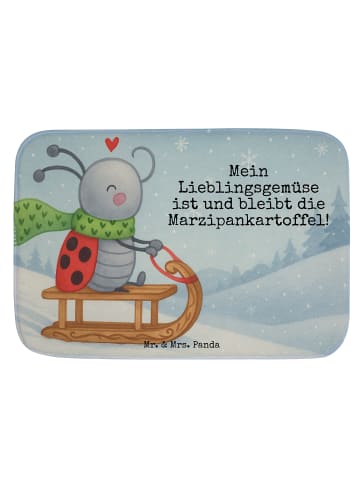 Mr. & Mrs. Panda Badeteppich Smörle Rodeln Design mit Spruch in Weiß