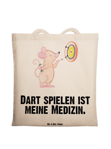 Mr. & Mrs. Panda Tragetasche Maus Dart spielen mit Spruch in Creme