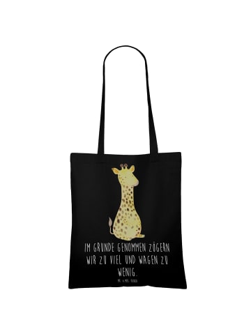Mr. & Mrs. Panda Tote Bag Giraffe Zufrieden mit Spruch in Schwarz