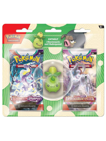 Pokémon Radiergummi Olini & 2 Booster-Packs | Pokemon Karten deutsch