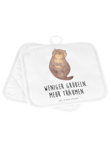 Mr. & Mrs. Panda Potholder Otter Muschel mit Spruch in Weiß