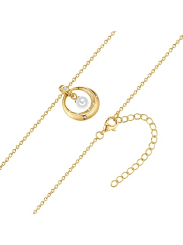Rafaela Donata Halskette aus Sterling Silber mit Zirkonia und Muschelkernperle in gelbgold