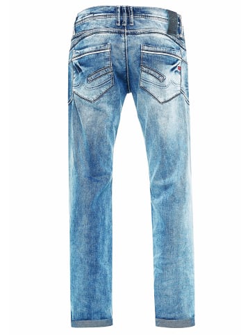 Rusty Neal Jeans Hose "RUBEN" Ice Washed Normal in Hell Blau
